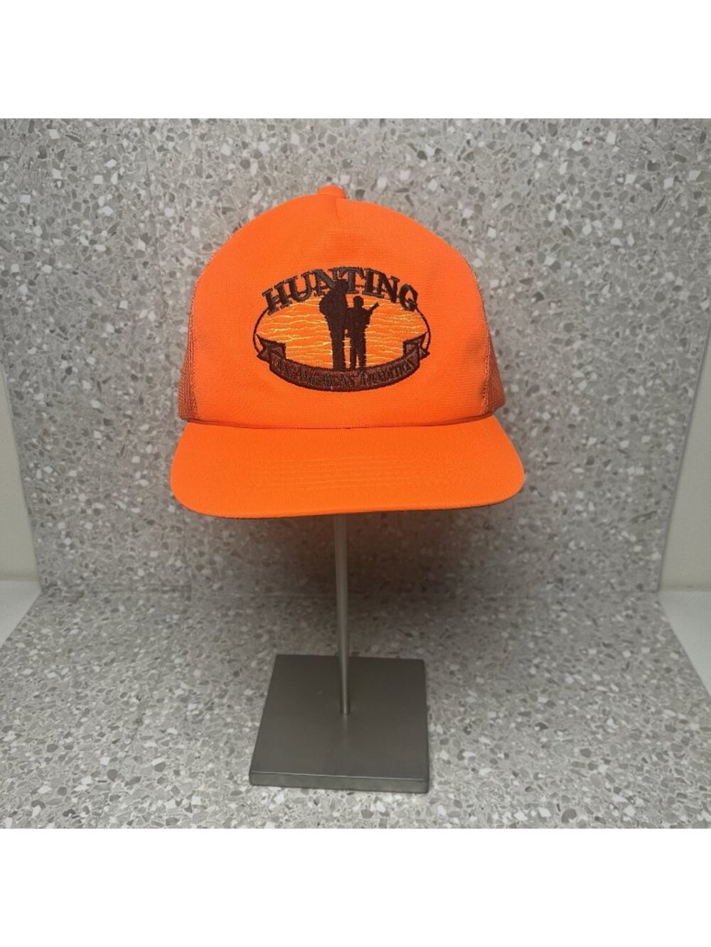 Hunting An American Tradition Mesh Trucker Hat Snapback Vintage Orange
